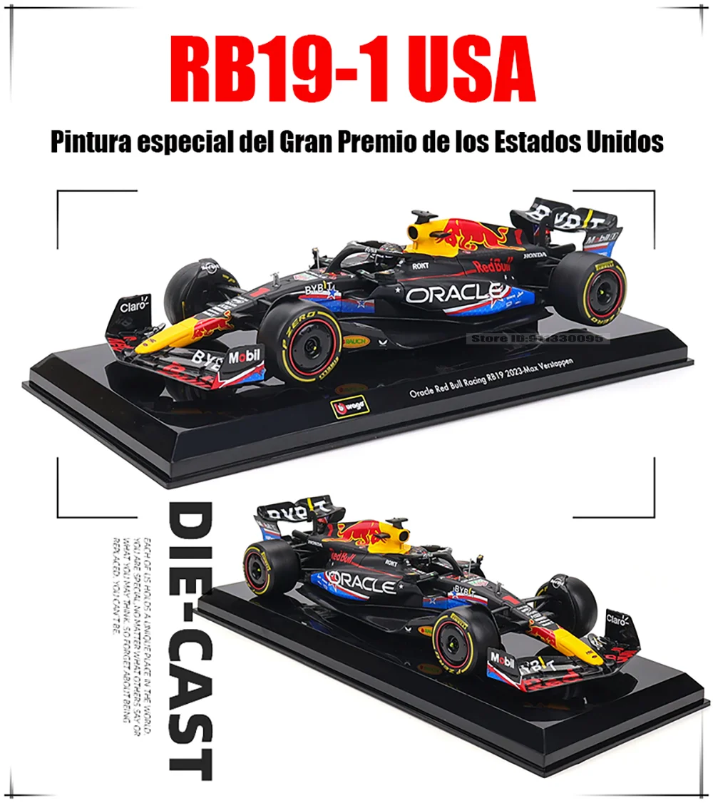 Bburago 1:24 2022~2024 F1 serie various style Red Bull RB19 Gran Premio de Austin SF23 W14 precision model car collection gift