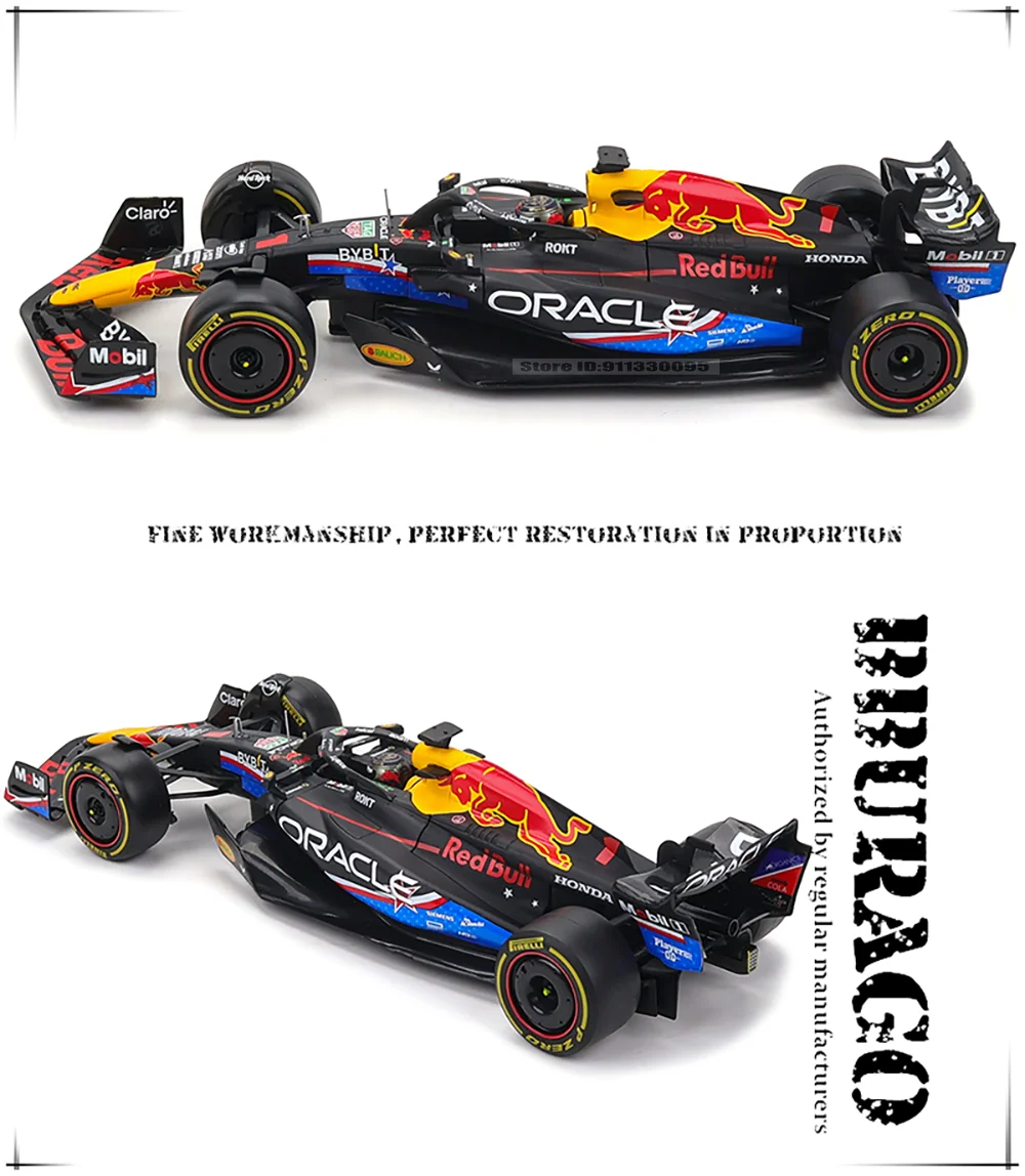 Bburago 1:24 2022~2024 F1 serie various style Red Bull RB19 Gran Premio de Austin SF23 W14 precision model car collection gift