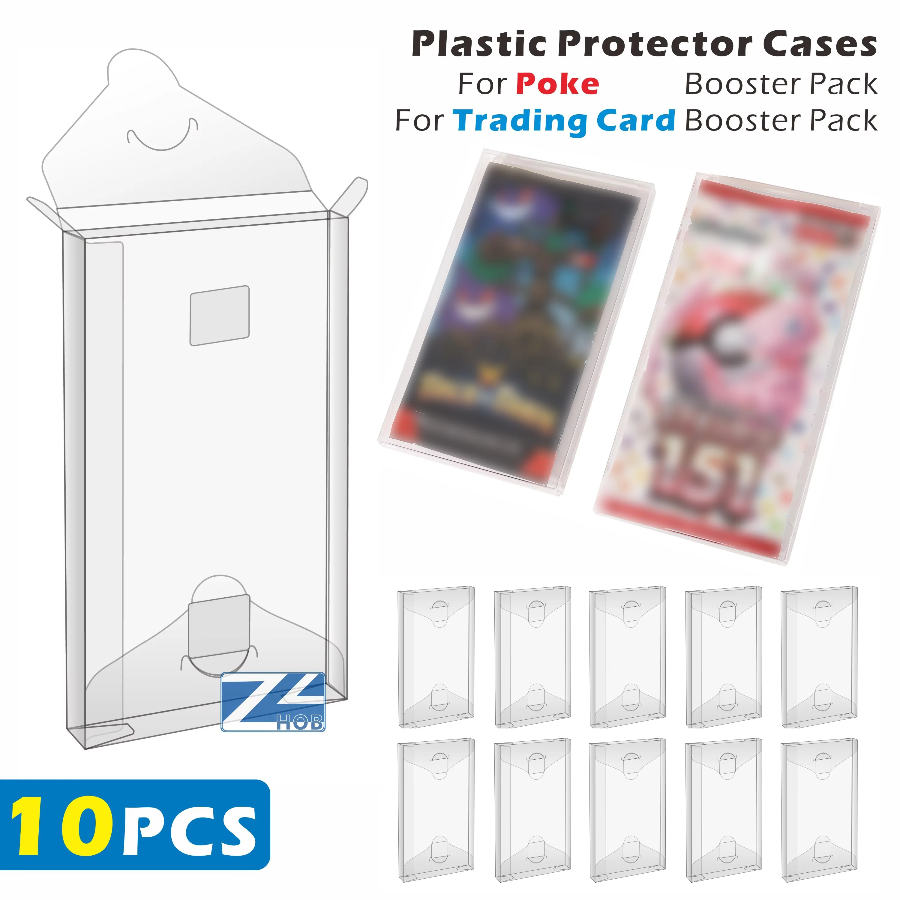 10PCS Plastic Folding Protector Cases for Trading Card Booster Pack(13.7cm/12.4cm)