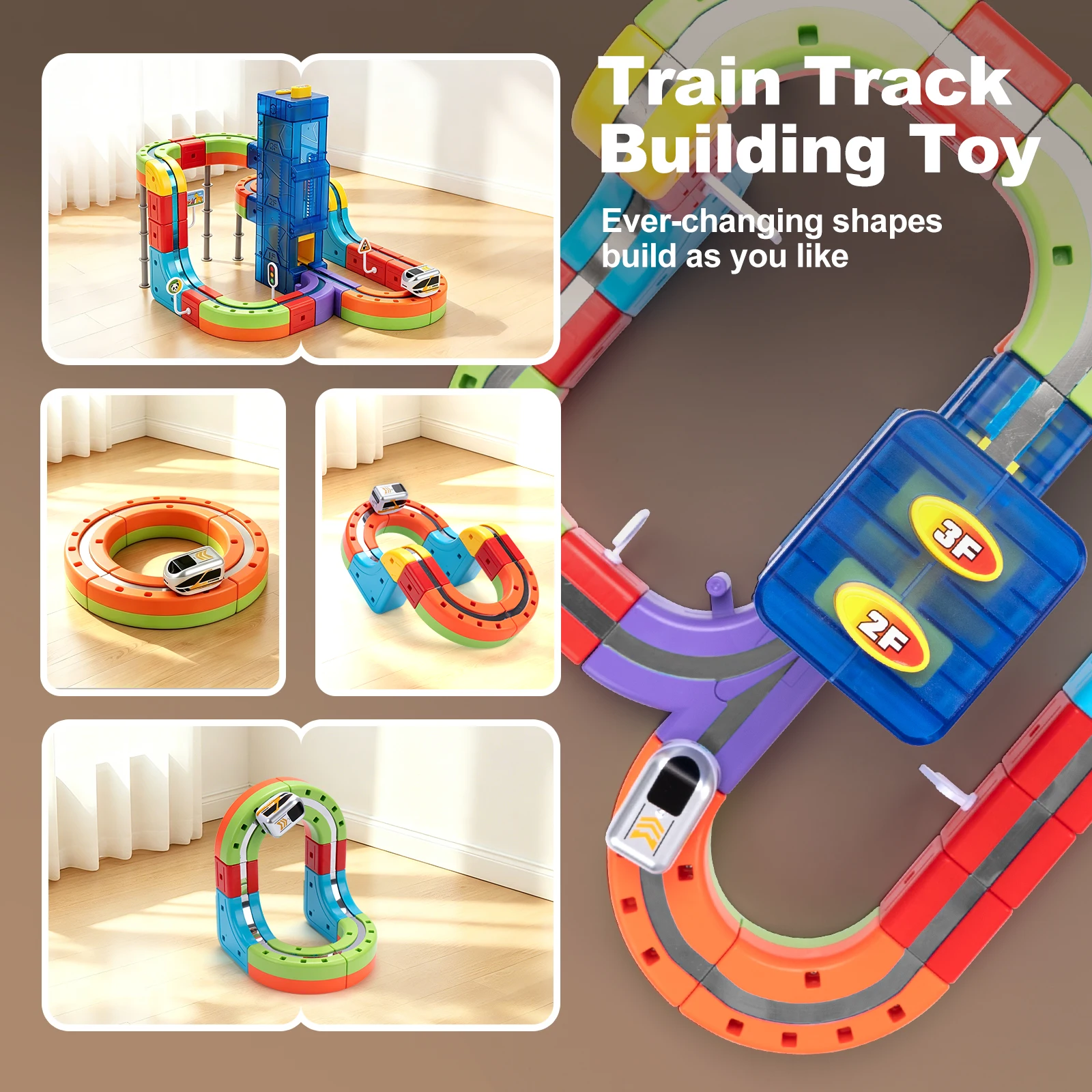 Kids Anti-Gravity Magnetic Attraction Track Train with Car Lift Electric Train Building Toy Changeable Magnetic Magic Rail Cars