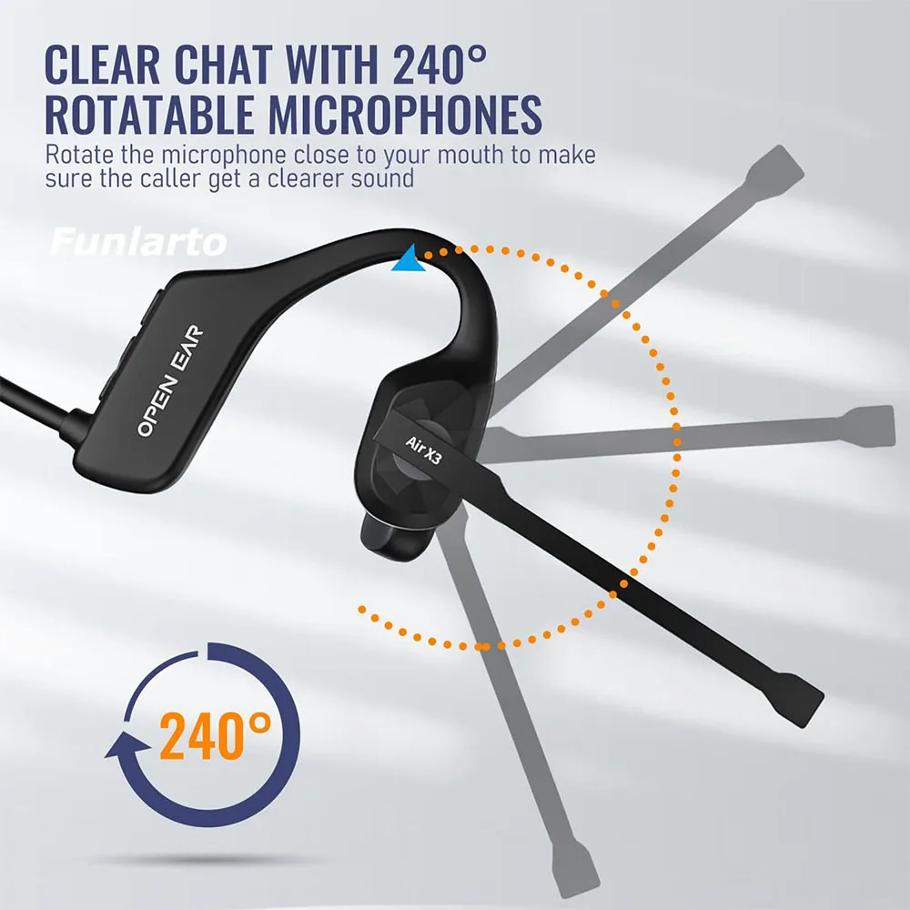 Bluetooth Headset Open Ear, Bluetooth Headphones with Microphone,Bluetooth 5.3 Wireless Headset with Boom Mic for Work Call
