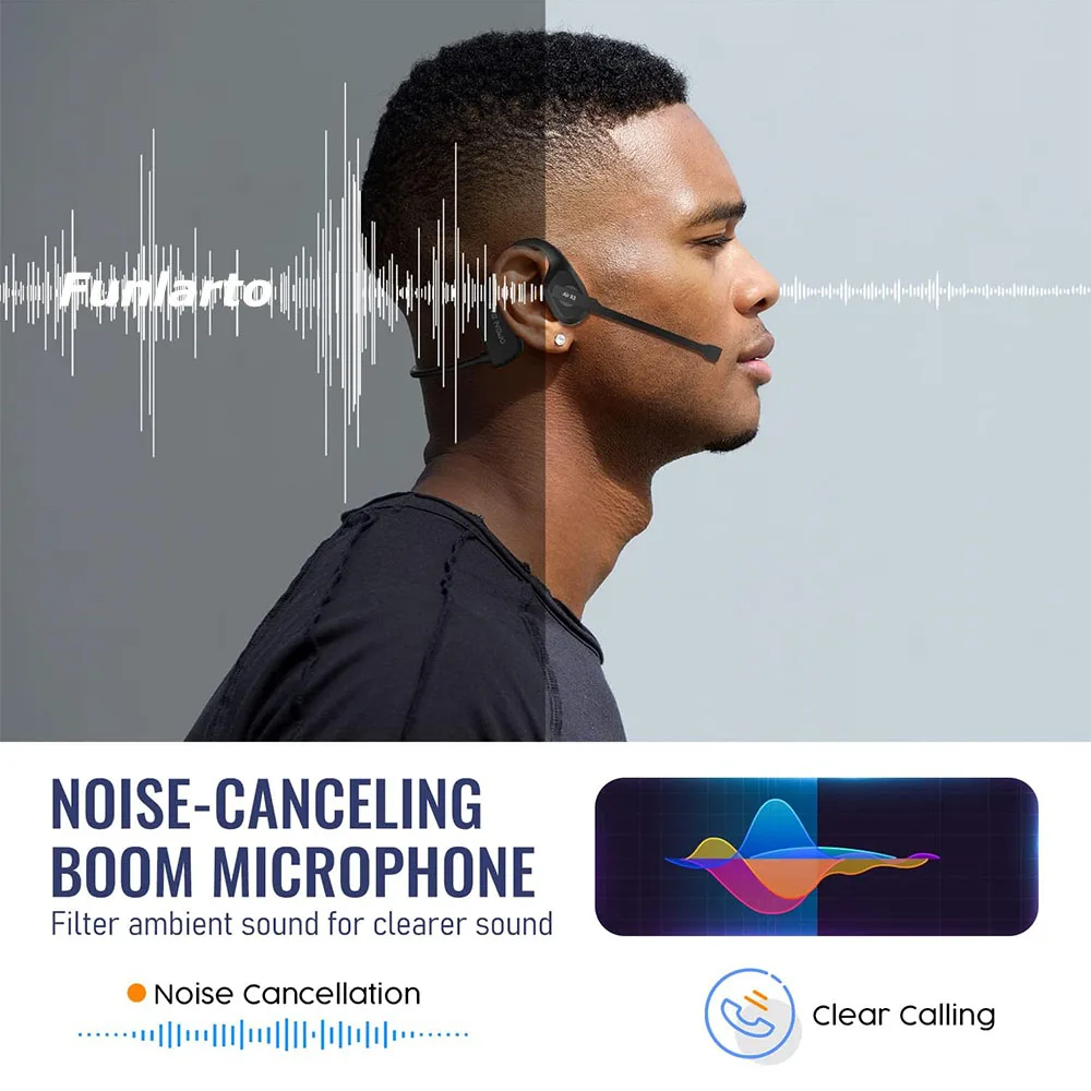 Bluetooth Headset Open Ear, Bluetooth Headphones with Microphone,Bluetooth 5.3 Wireless Headset with Boom Mic for Work Call
