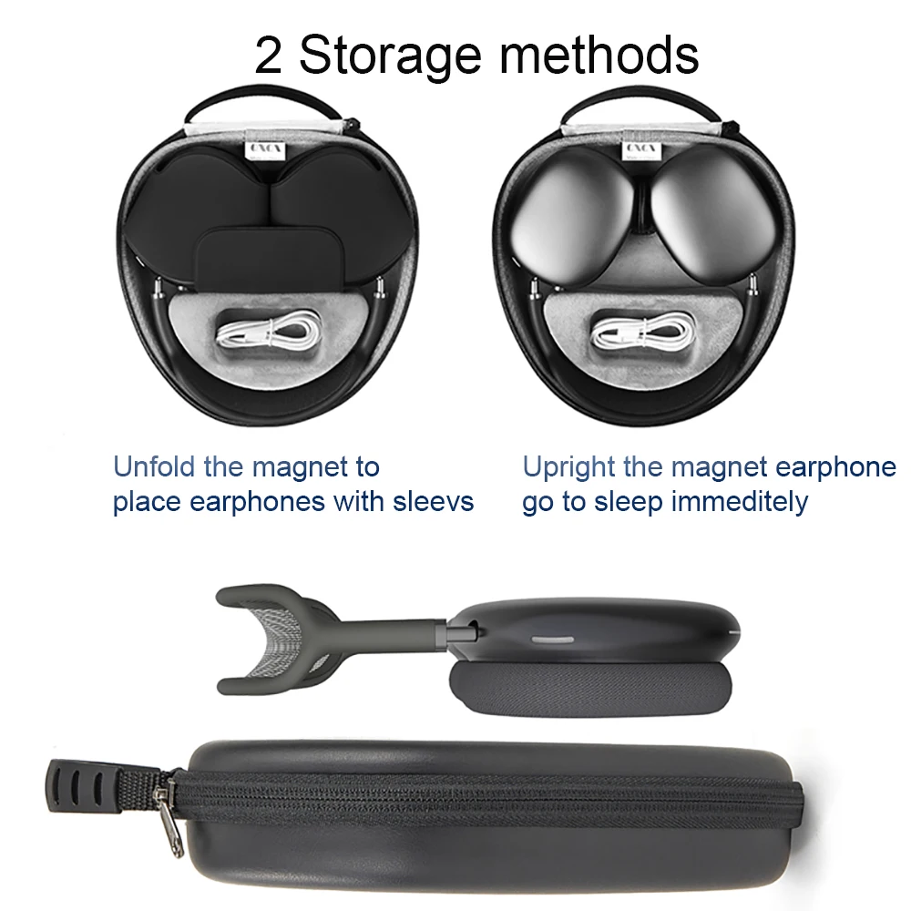 Newest Smart Case for Airpods Max with Auto-sleep Hard EVA Shell Waterproof Shockproof Portable Carry Organize Bag Pouch