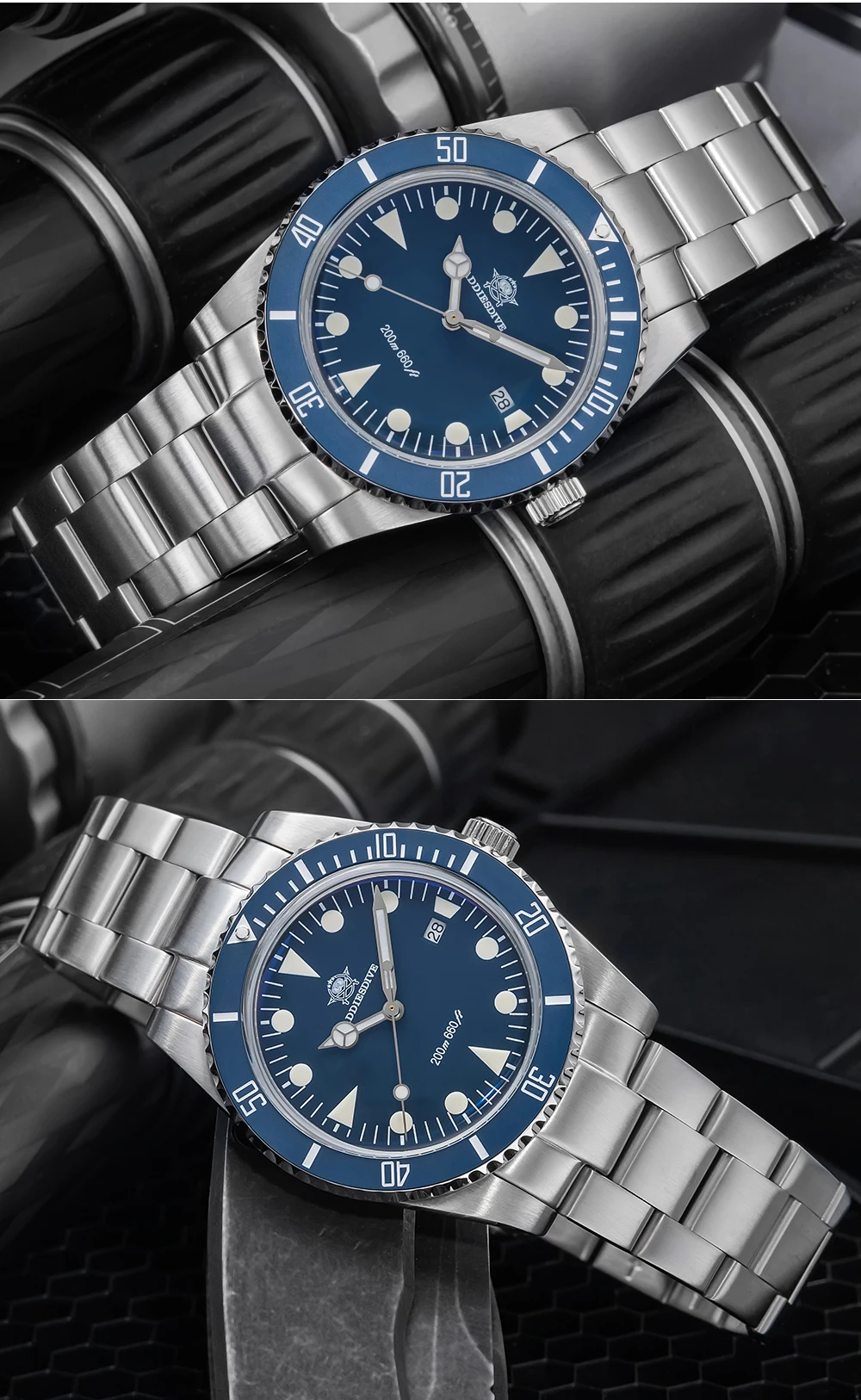ADDIESDIVE Luxury Men's Analog Watch BGW9 Luminous Ceramic Bezel Bubble Mirror Glass Diver's Watch 200m Quartz Watches AD2068