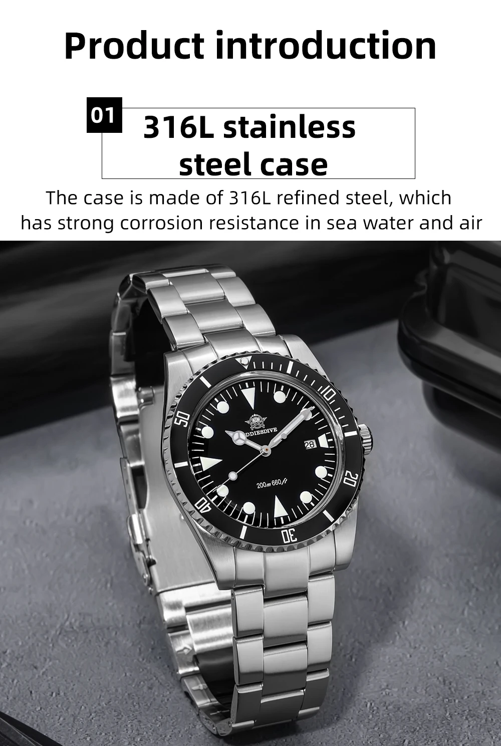 ADDIESDIVE Luxury Men's Analog Watch BGW9 Luminous Ceramic Bezel Bubble Mirror Glass Diver's Watch 200m Quartz Watches AD2068