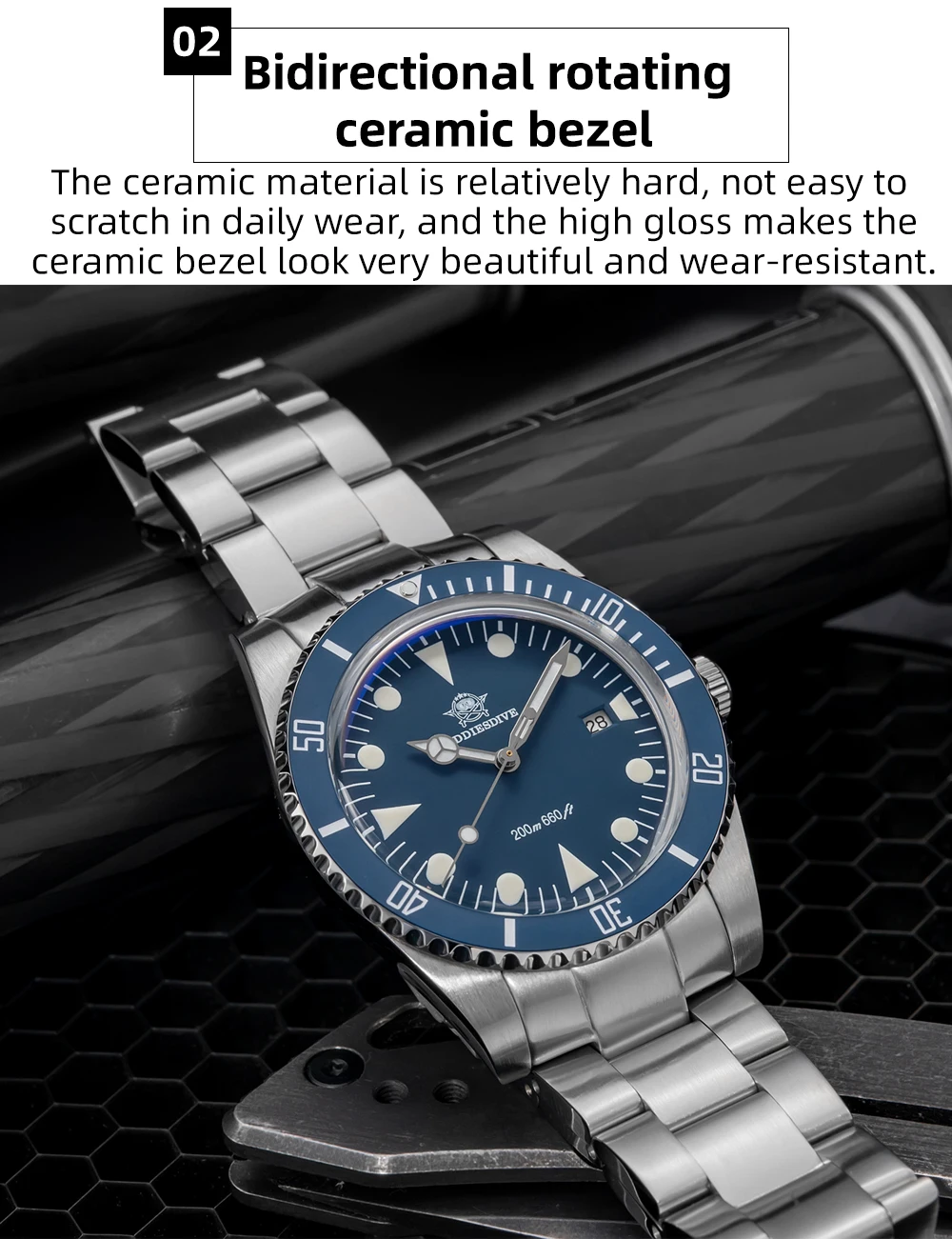 ADDIESDIVE Luxury Men's Analog Watch BGW9 Luminous Ceramic Bezel Bubble Mirror Glass Diver's Watch 200m Quartz Watches AD2068