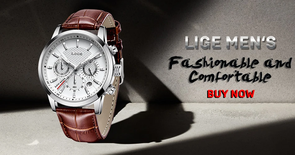 LIGE 2025 Watch Men Fashion Sports Quartz Clocks Mens Watches Top Brand Leather Military Waterproof Date Watch Relogio Masculino
