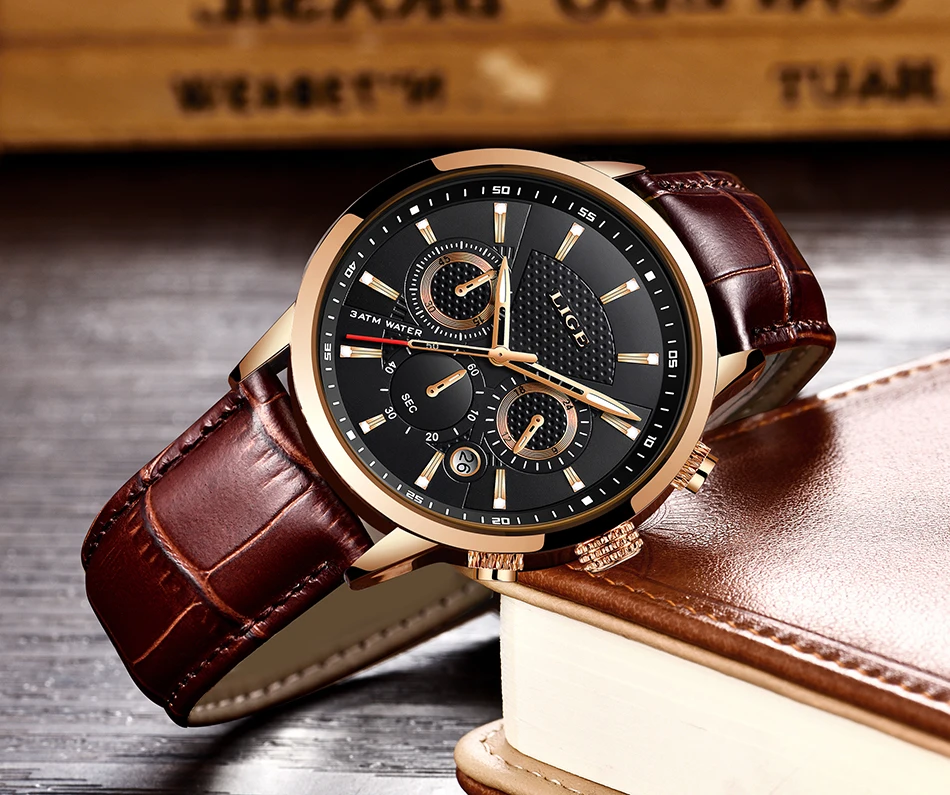 LIGE 2025 Watch Men Fashion Sports Quartz Clocks Mens Watches Top Brand Leather Military Waterproof Date Watch Relogio Masculino