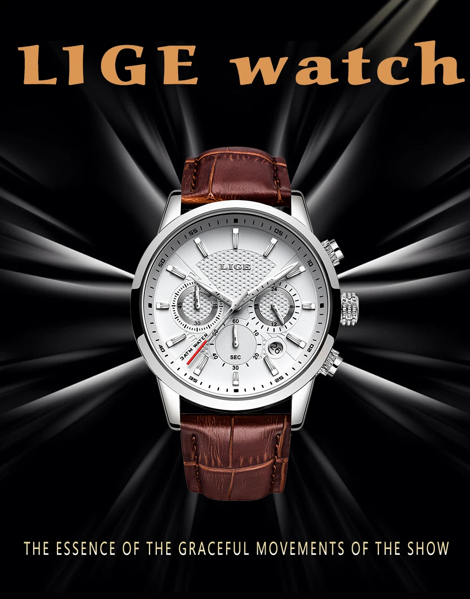 LIGE 2025 Watch Men Fashion Sports Quartz Clocks Mens Watches Top Brand Leather Military Waterproof Date Watch Relogio Masculino
