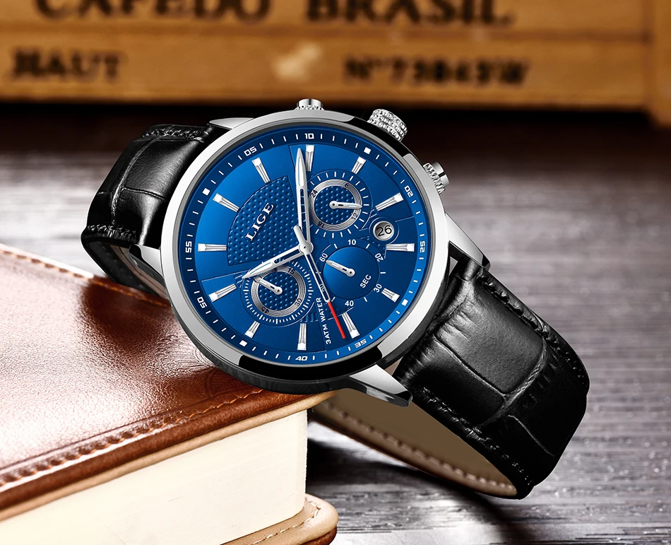 LIGE 2025 Watch Men Fashion Sports Quartz Clocks Mens Watches Top Brand Leather Military Waterproof Date Watch Relogio Masculino