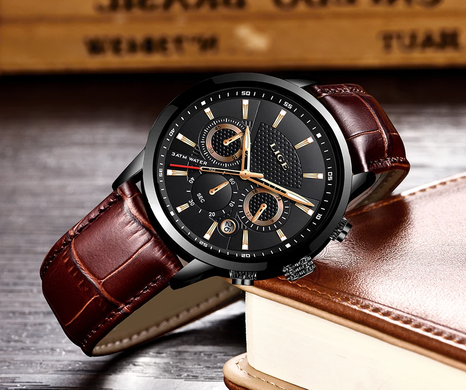 LIGE 2025 Watch Men Fashion Sports Quartz Clocks Mens Watches Top Brand Leather Military Waterproof Date Watch Relogio Masculino