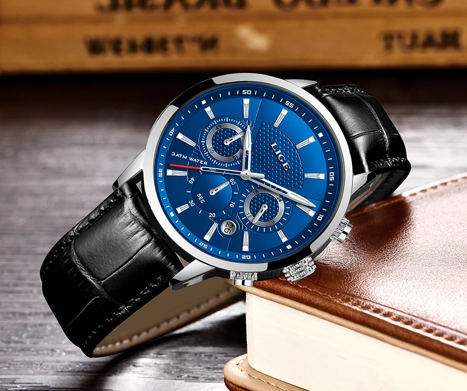 LIGE 2025 Watch Men Fashion Sports Quartz Clocks Mens Watches Top Brand Leather Military Waterproof Date Watch Relogio Masculino
