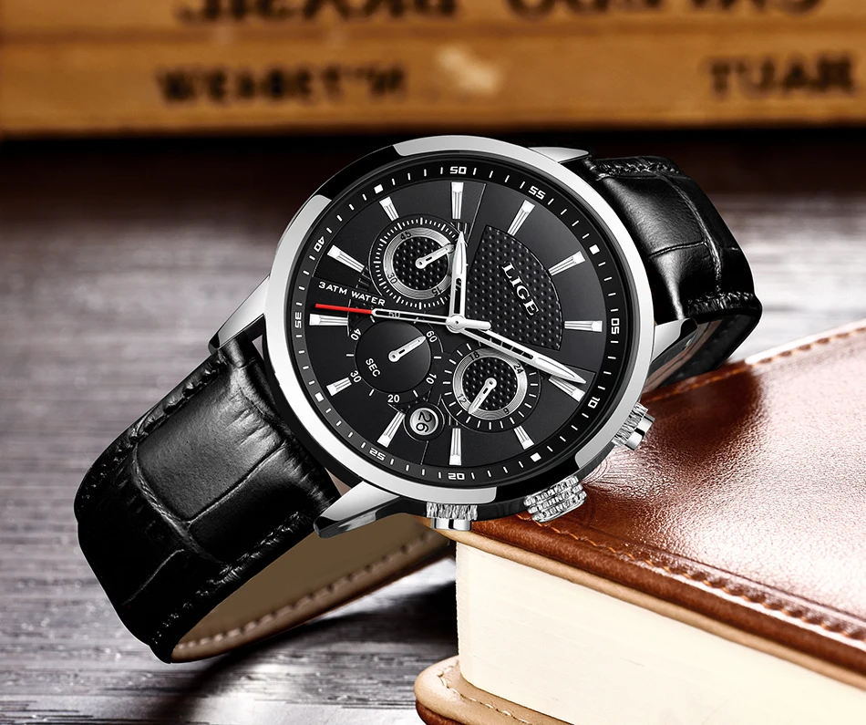 LIGE 2025 Watch Men Fashion Sports Quartz Clocks Mens Watches Top Brand Leather Military Waterproof Date Watch Relogio Masculino