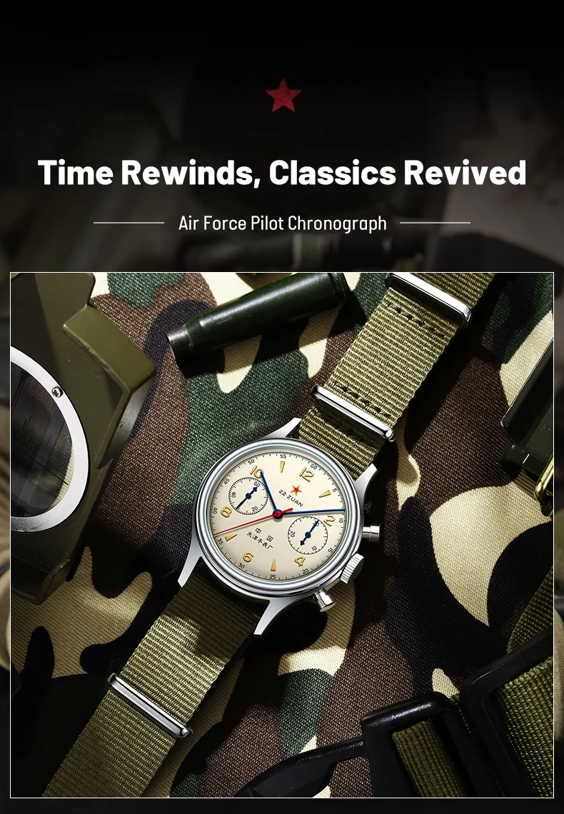 Seagull 1963 International Edition Men's Mechanical Watch Pilot Clock ST1901 Retro Chronograph Wristwatch Air Force Aviation New