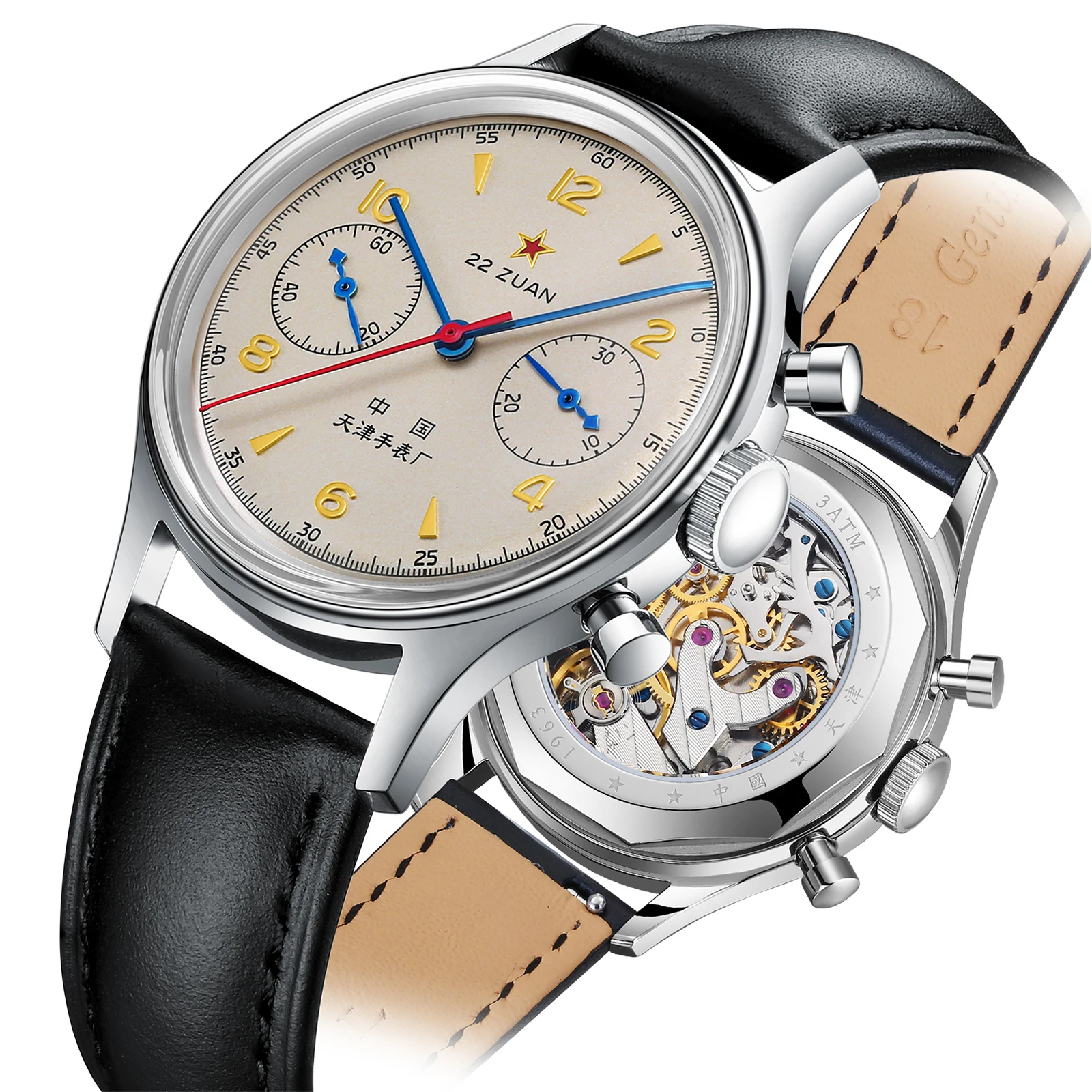 Seagull 1963 International Edition Men's Mechanical Watch Pilot Clock ST1901 Retro Chronograph Wristwatch Air Force Aviation New