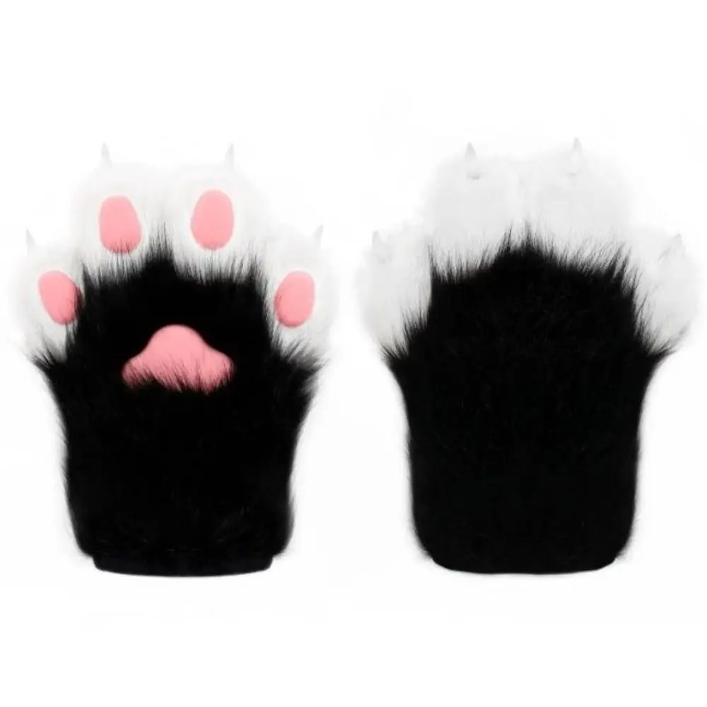 Kawaii Cartoon Cosplay Costume Gloves Furry Fursuit Kigurumi Plush Cat Paw Gloves Squeaky Kig Warm Cosplay Props Gifts