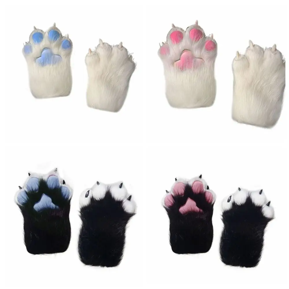 Kawaii Cartoon Cosplay Costume Gloves Furry Fursuit Kigurumi Plush Cat Paw Gloves Squeaky Kig Warm Cosplay Props Gifts