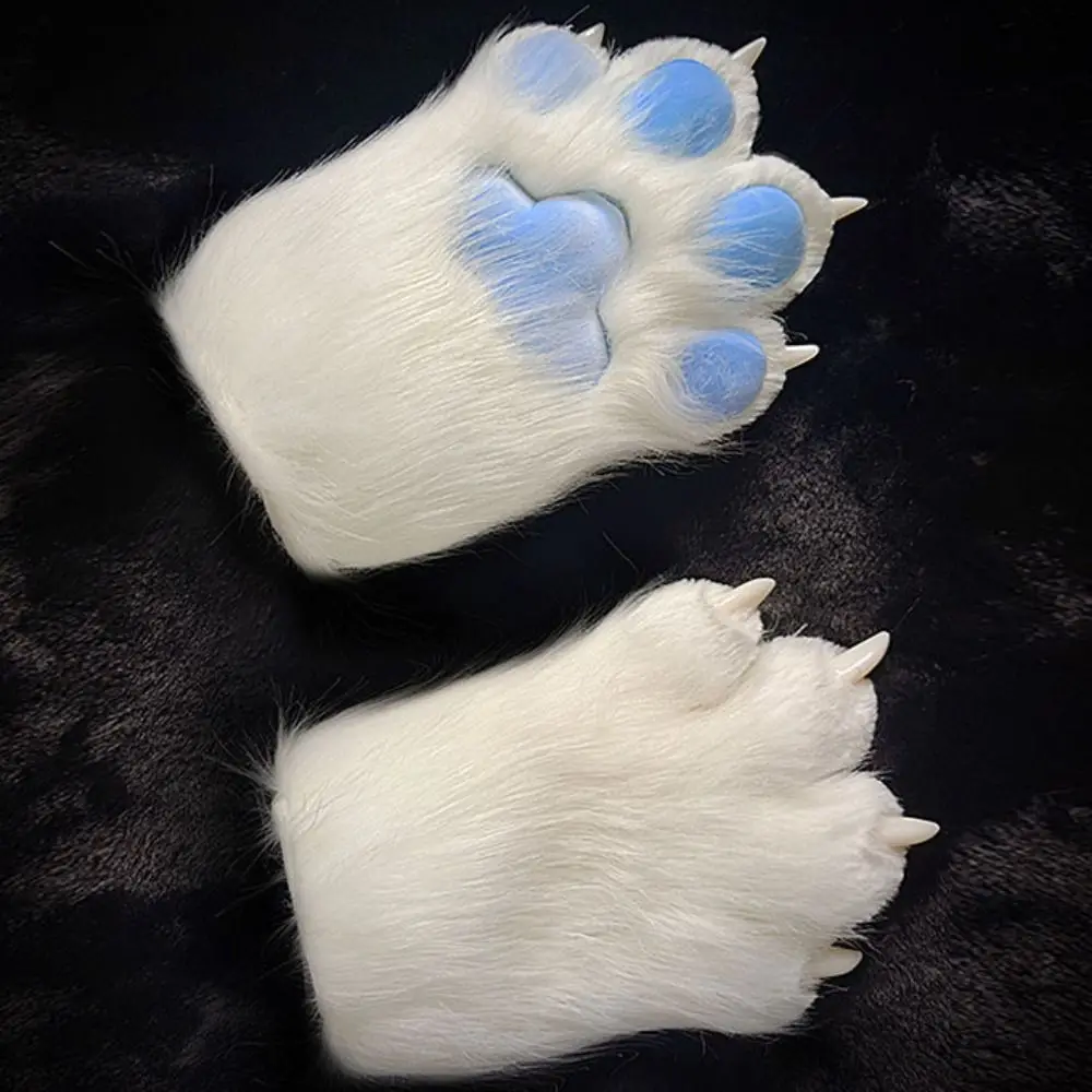 Kawaii Cartoon Cosplay Costume Gloves Furry Fursuit Kigurumi Plush Cat Paw Gloves Squeaky Kig Warm Cosplay Props Gifts