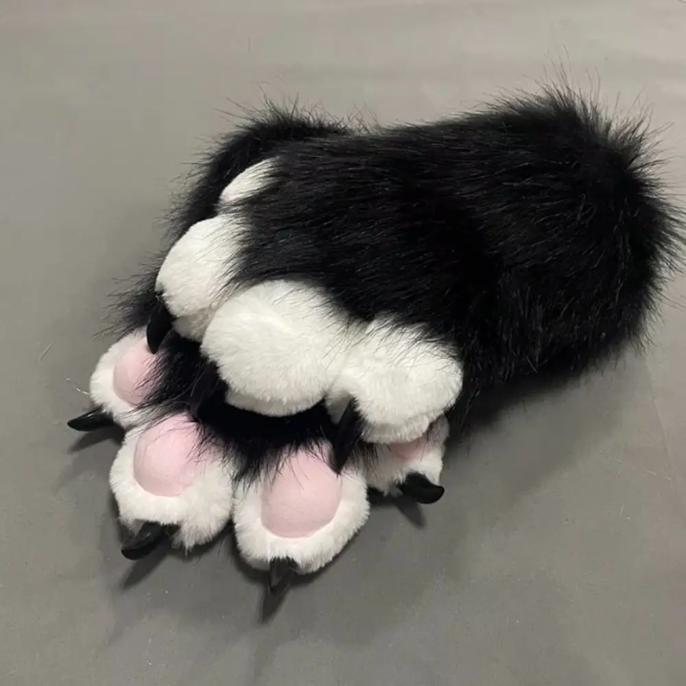 Kawaii Cartoon Cosplay Costume Gloves Furry Fursuit Kigurumi Plush Cat Paw Gloves Squeaky Kig Warm Cosplay Props Gifts