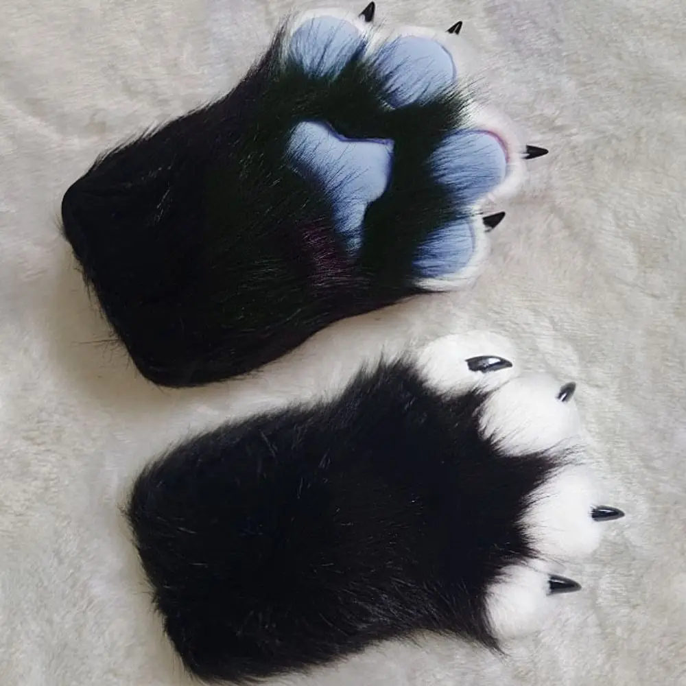 Kawaii Cartoon Cosplay Costume Gloves Furry Fursuit Kigurumi Plush Cat Paw Gloves Squeaky Kig Warm Cosplay Props Gifts