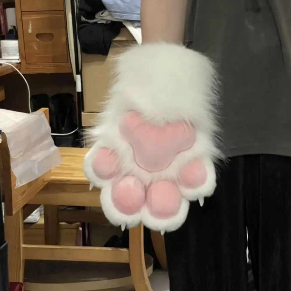 Kawaii Cartoon Cosplay Costume Gloves Furry Fursuit Kigurumi Plush Cat Paw Gloves Squeaky Kig Warm Cosplay Props Gifts