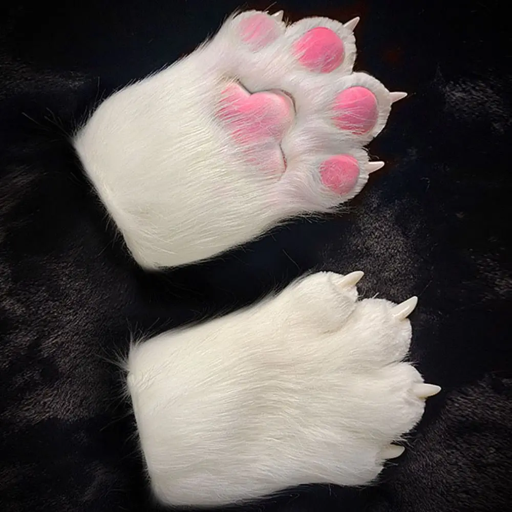 Kawaii Cartoon Cosplay Costume Gloves Furry Fursuit Kigurumi Plush Cat Paw Gloves Squeaky Kig Warm Cosplay Props Gifts