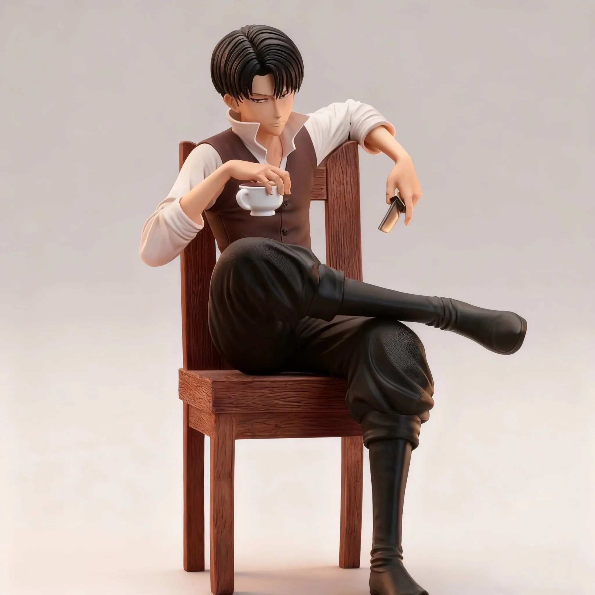 19cm Anime Attack on Titan Figures Levi Ackerman Figure Sitting Posture Model Toys Pre-sell Statue GK Figurine Ornament Gifts
