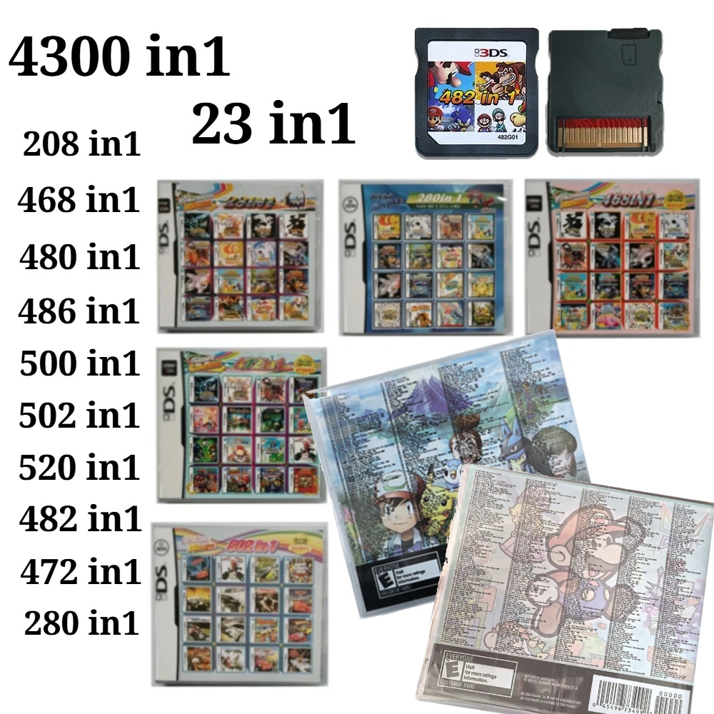 4300 in 1 Compilation DS NDS 3DS 3DS NDSL Game Cartridge Card Video Game Handheld Player (R4 card) 23in1/208in1/280in1/482/486