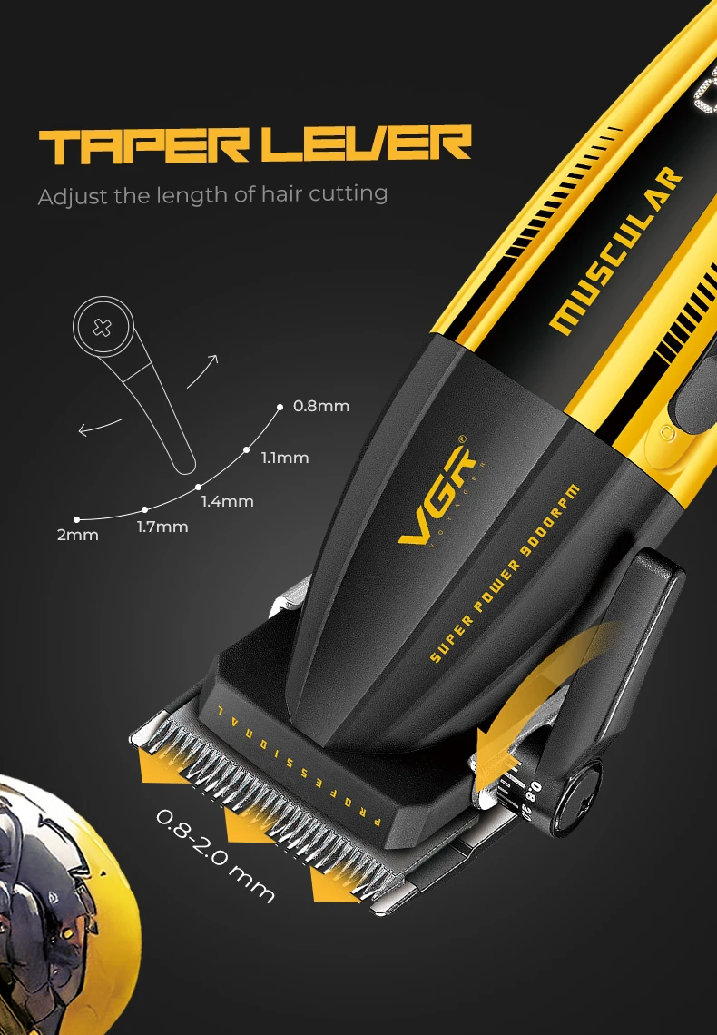 VGR Clipper Professional Hair Trimmer Electric Hair Cutting Machine 9000 RPM Hair Clipper Barber Cordless Clipper for Men V-285