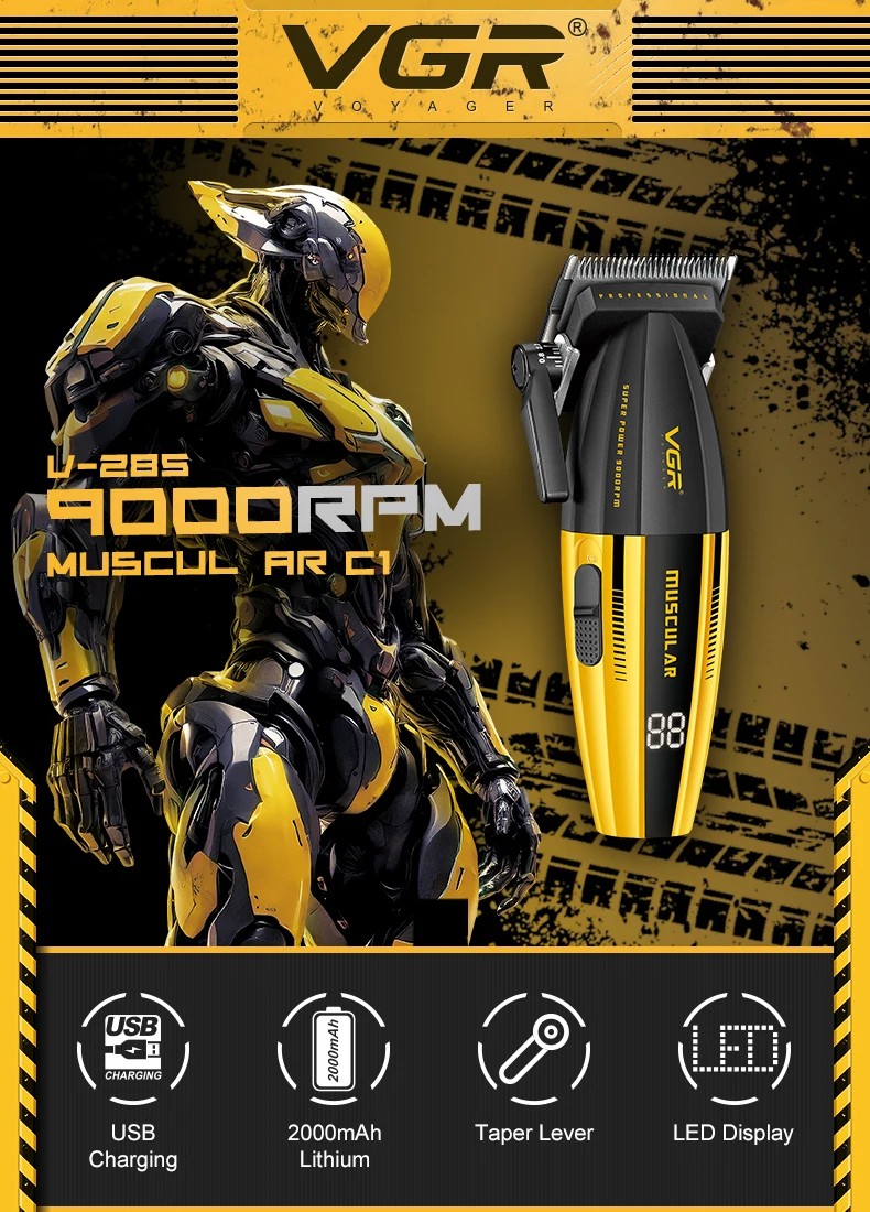 VGR Clipper Professional Hair Trimmer Electric Hair Cutting Machine 9000 RPM Hair Clipper Barber Cordless Clipper for Men V-285