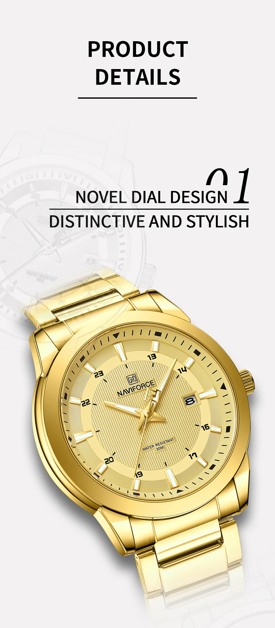 2024 Top Brand NAVIFORCE Mens Watches Stainless Steel Strap Casual Male Quartz Sports Wristwatch Luxury Waterproof Date Clock