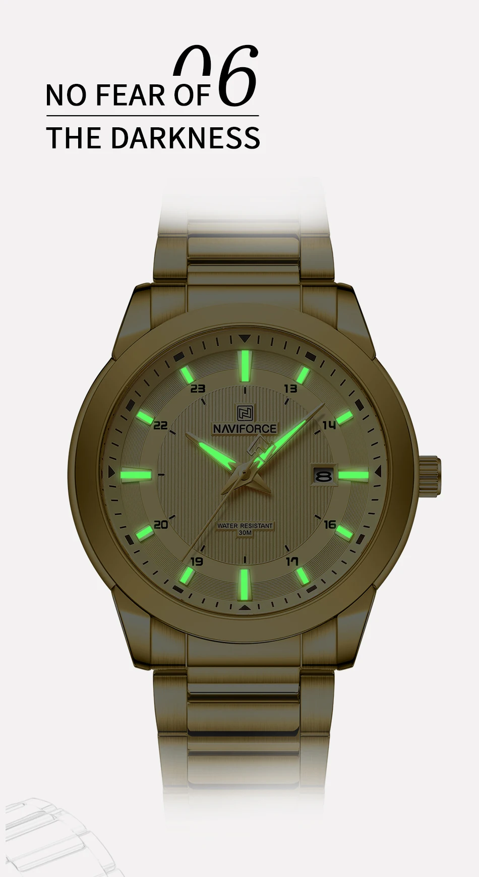 2024 Top Brand NAVIFORCE Mens Watches Stainless Steel Strap Casual Male Quartz Sports Wristwatch Luxury Waterproof Date Clock