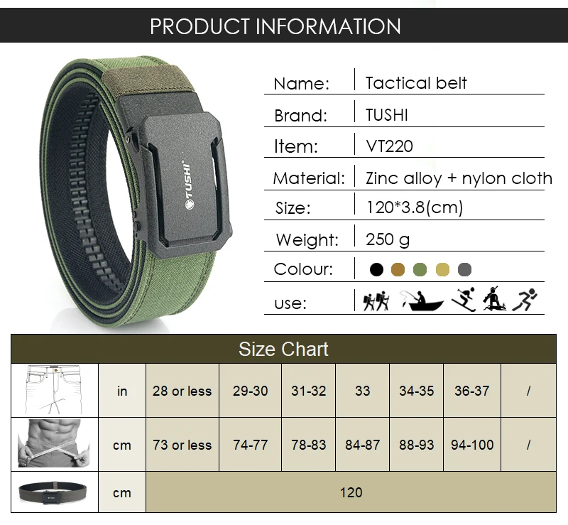 VATLTY New Military Belt for Men Sturdy Nylon Metal Automatic Buckle Police Duty Belt Tactical Outdoor Girdle IPSC Accessories