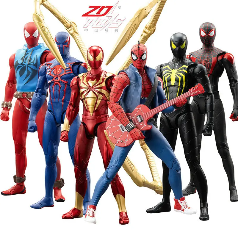 ZD Toys Spider-Man Brand New Day Miles Morales Spider-Man Scarlet Spider Hobie Brown Iron Spider Action Figure Toys Model Gift