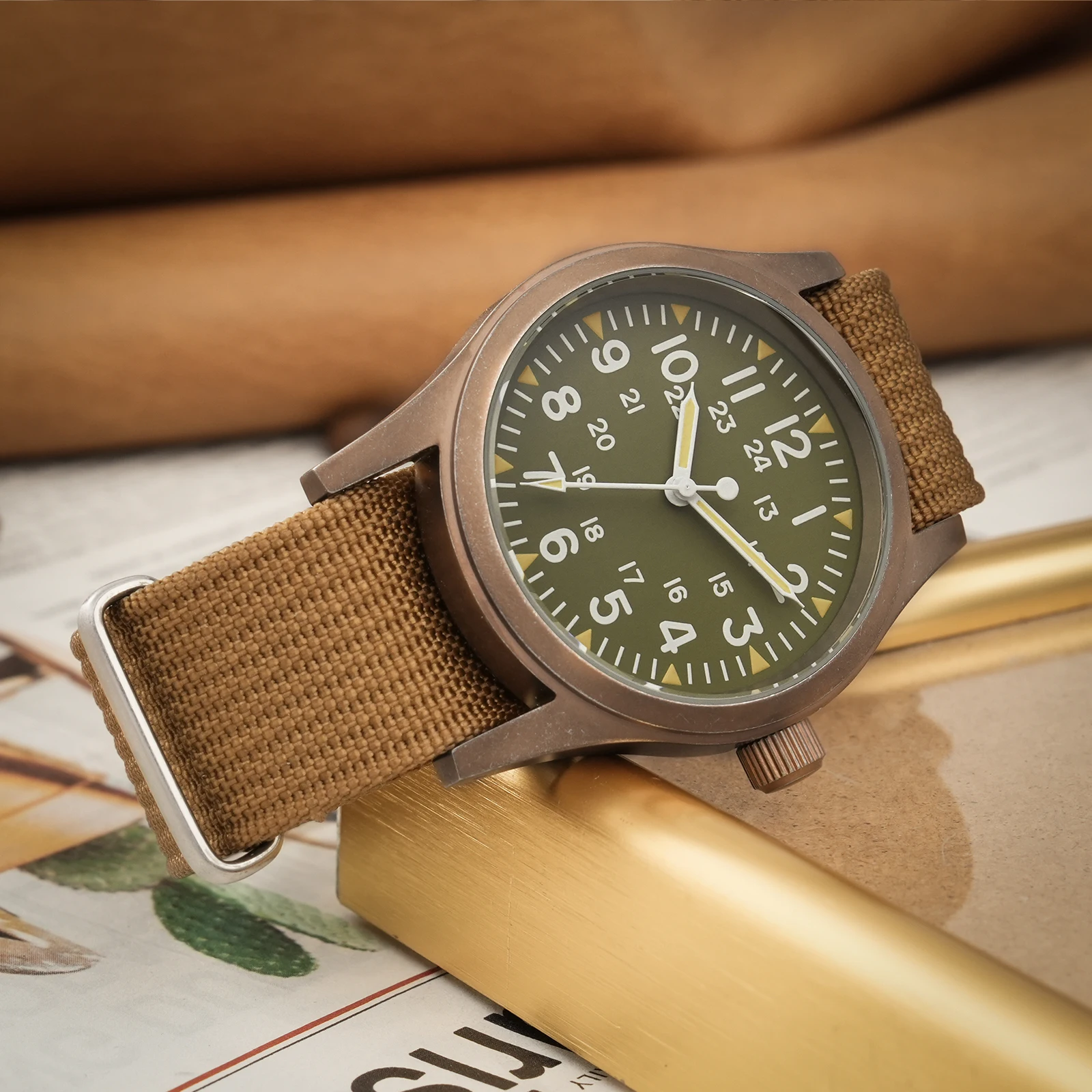 Militado Ml05 Vintage Field Watch VH31 Sweep Second Quartz Movement Sapphire Crystal High Clear AR Coating Luminous 38Mm Watches