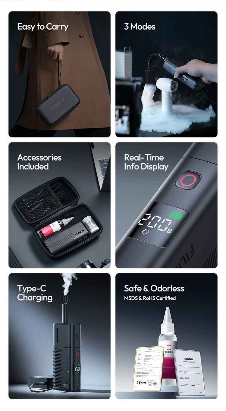 Ulanzi FM02 FILMOG X 30W Portable Smoke Machine Real-time Dispaly Type-C Charging for Photography Video Filming Stage Effect
