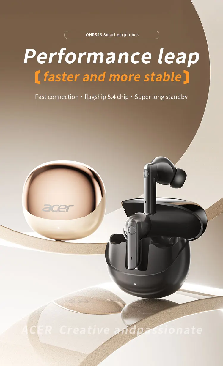 Acer Ohr546 Bluetooth Headphones 2025 New Model Wireless Earphones In-Ear Design Comfortable to Wear for Sports, Running, Calls, Noise Reduction, Compatible with Mobile Phones, Tablets, and Laptop Devices