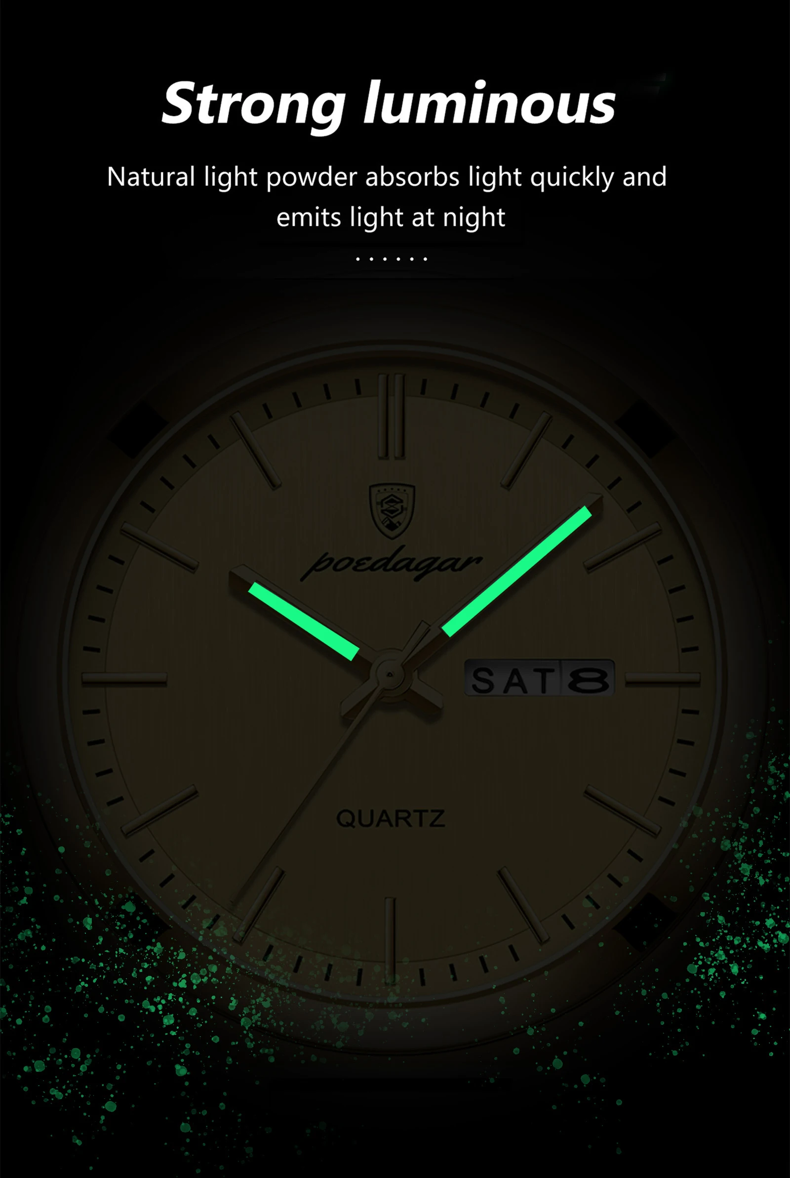 POEDAGAR Fashion Classic Man Watch Waterproof Luminous Date Week Luxury Men Watch Stainless Steel Quartz Business Men's Watches