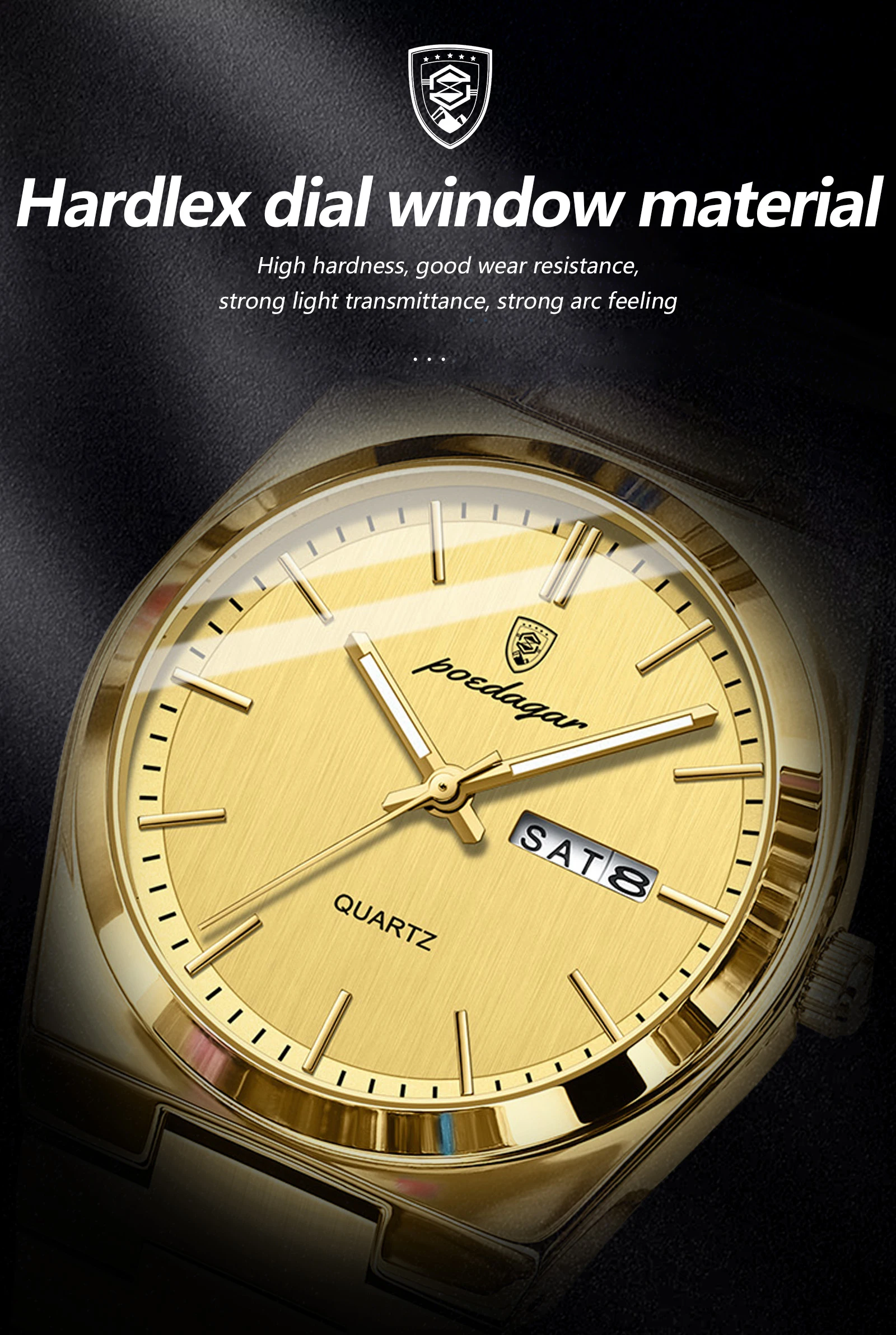 POEDAGAR Fashion Classic Man Watch Waterproof Luminous Date Week Luxury Men Watch Stainless Steel Quartz Business Men's Watches