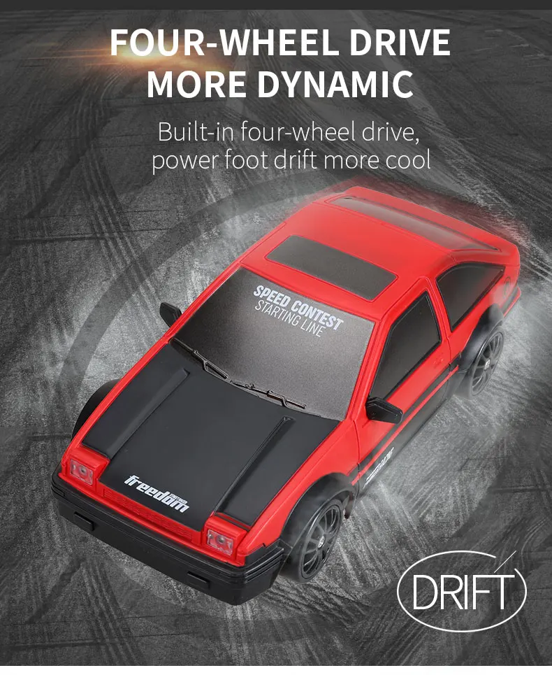 RC Drift Car 4WD Remote Control High Speed Racing Vehicle with LED Lights 2.4GHz Radio 4x4 Off-Road Truck Toy for Children Kids