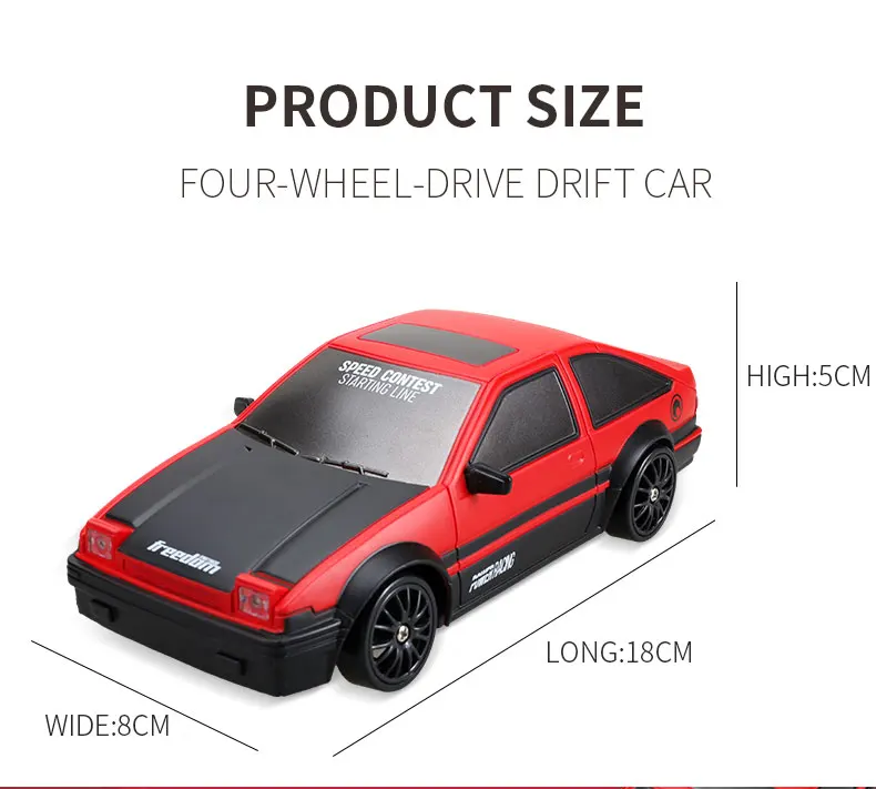 RC Drift Car 4WD Remote Control High Speed Racing Vehicle with LED Lights 2.4GHz Radio 4x4 Off-Road Truck Toy for Children Kids