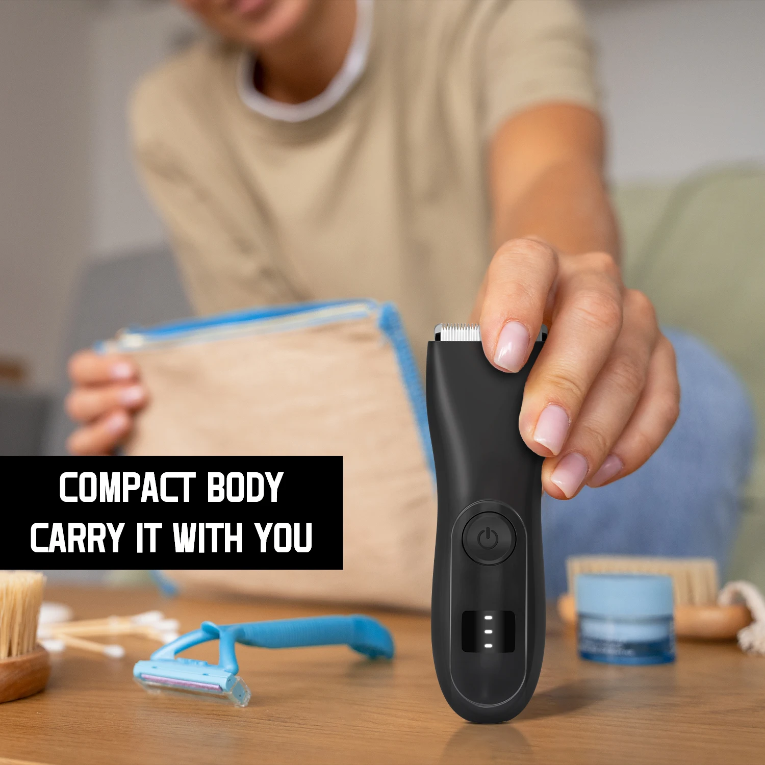 Men's Electric Body Hair Trimmer Waterproof Groin/Ball Shaver Rechargeable Groomer Clipper for Pubic & Armpit Full Body Shaving