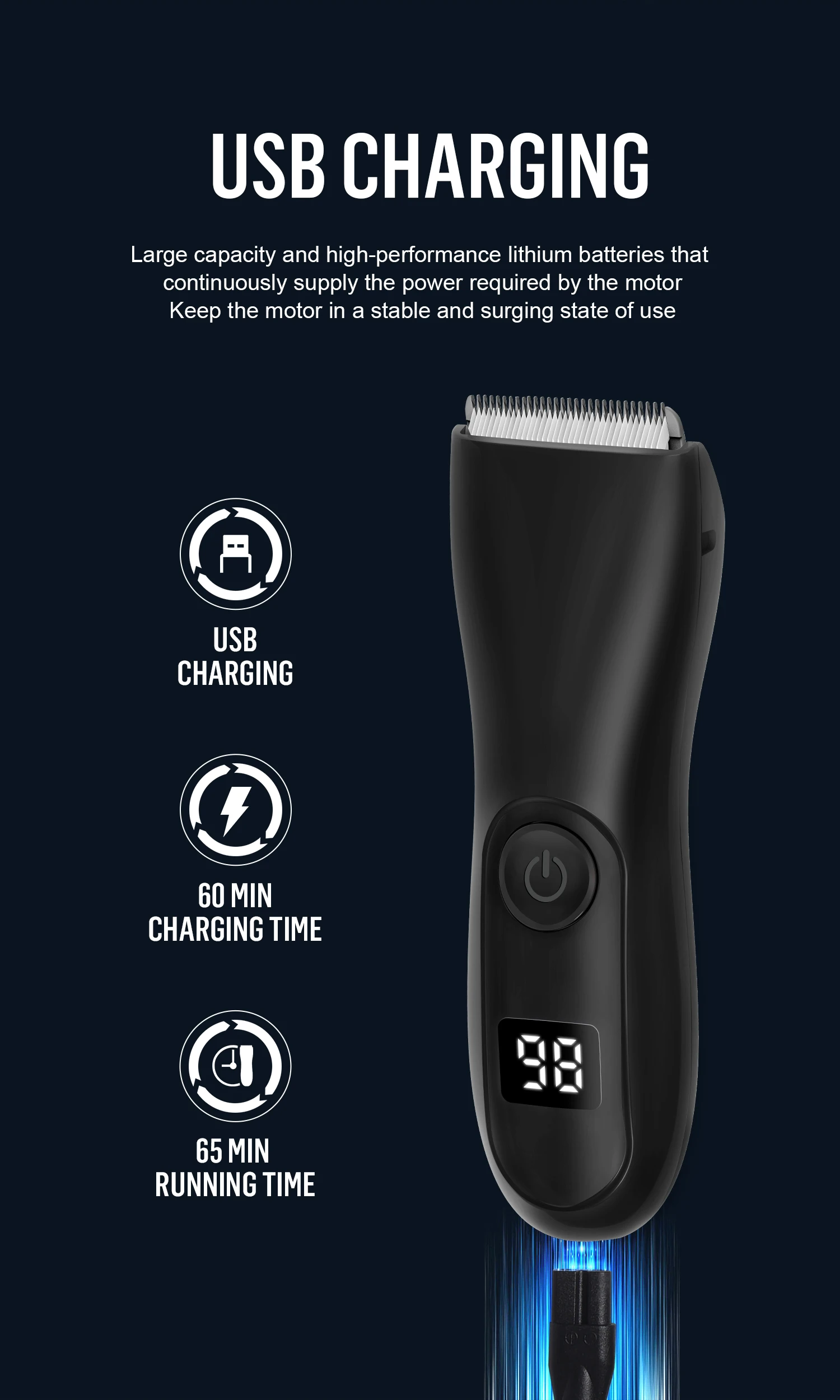 Men's Electric Body Hair Trimmer Waterproof Groin/Ball Shaver Rechargeable Groomer Clipper for Pubic & Armpit Full Body Shaving