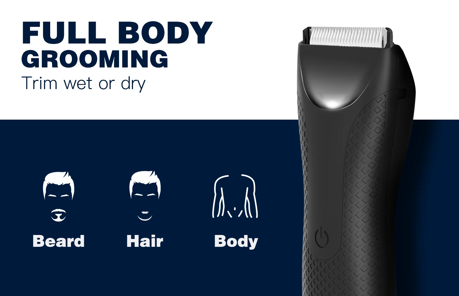 Men's Electric Body Hair Trimmer Waterproof Groin/Ball Shaver Rechargeable Groomer Clipper for Pubic & Armpit Full Body Shaving