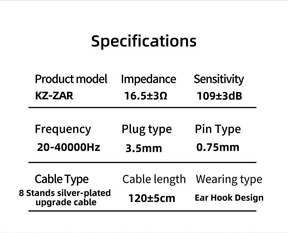 KZ ZAR Hybrid Driver In-ear Monitor 1DD + 7BA HiFi Headphones 2Pin Wired Headphones Music DJ Headphones Sports Gaming Earbud