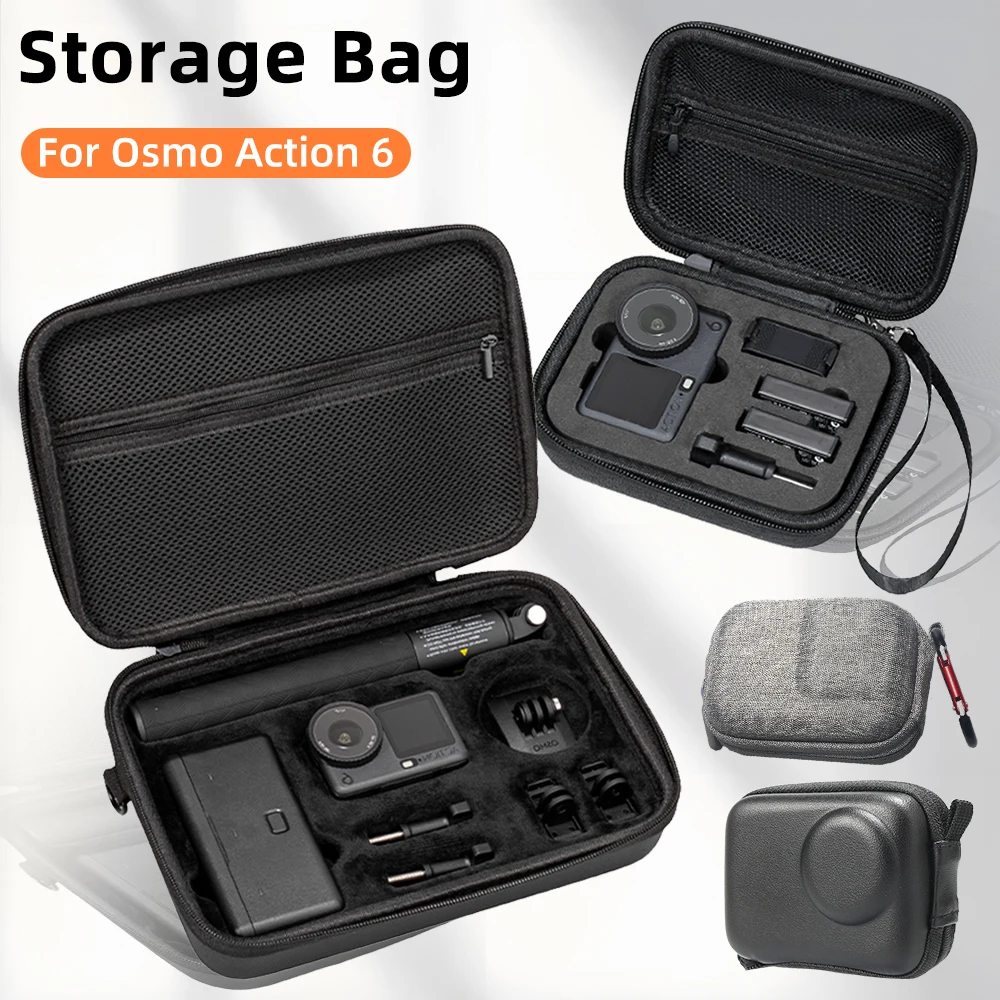 Portable Carrying Case for DJI Osmo Action 6, Hard PU Travel Storage Bag Shockproof Case for Action6 Protector Accessories