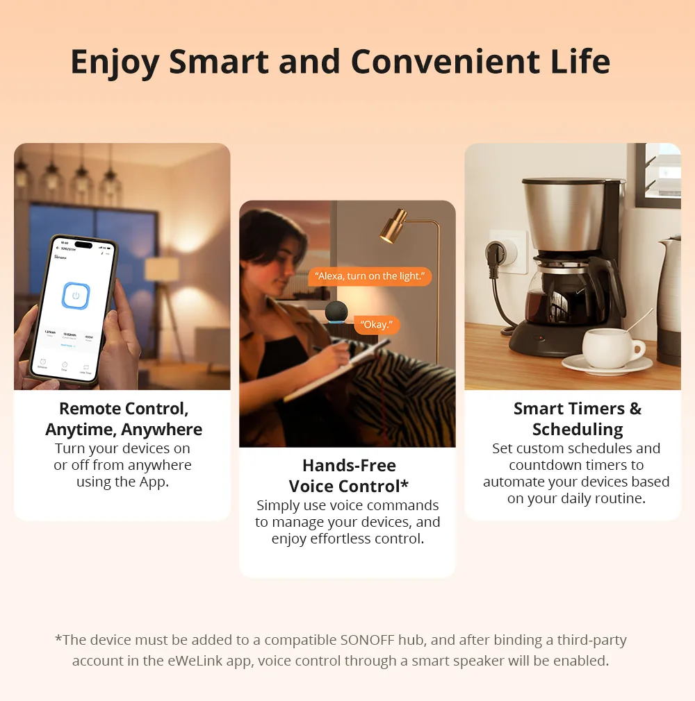 SONOFF S60ZB IPlug Zigbee Smart Plug Energy Monitoring Wireless Socket Timer Smart Switch Voice Control Google Home Amazon Alexa