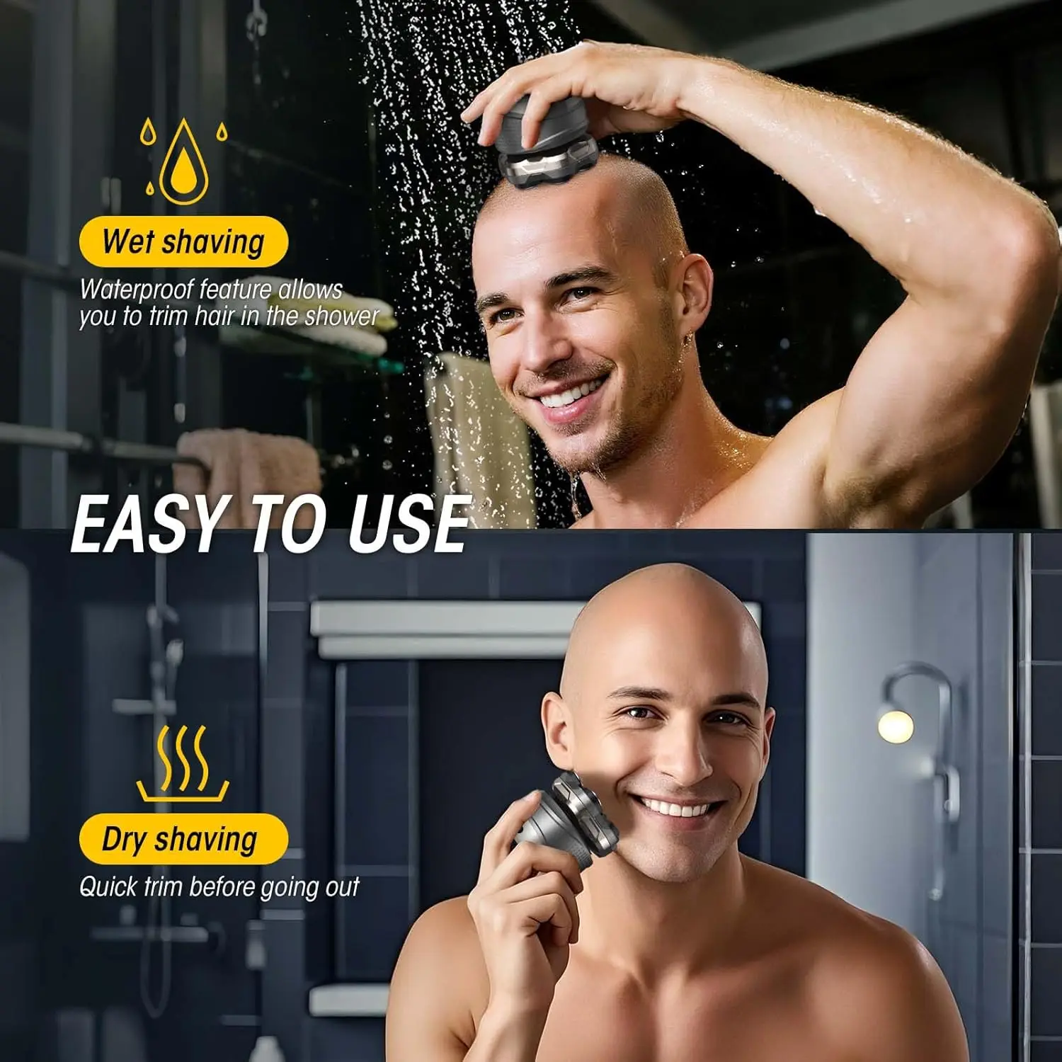 7D Head Shaver for Bald Men Upgraded Magnetic Floating Electric Razors Rechargeable Shavers for Scalp Face Beard Body