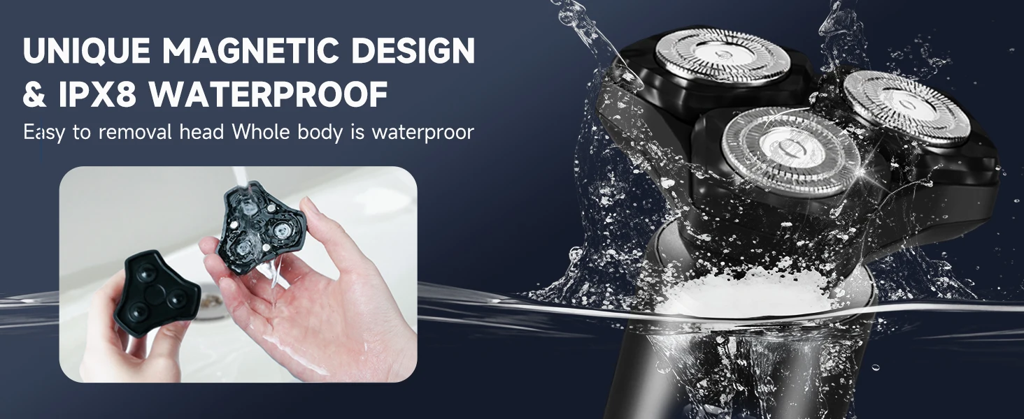 Electric Razor for Men Electric Shaver 3 Blade Rotary Shaving Machine Kit with Replacement Brush Trimmer Head