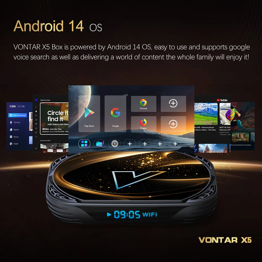 VONTAR X5 Android 14 TV Box Amlogic S905A (S905X5M) 4GB 128GB 32GB 64GB 1000M Wifi6 4K AV1 Google Play Media Player Set Top Box